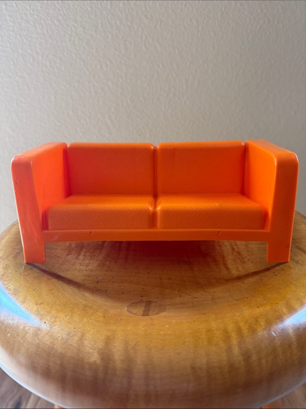 Vintage 1970s Barbie Mattel Bright Orange Sofa Couch for Barbie Townhouse